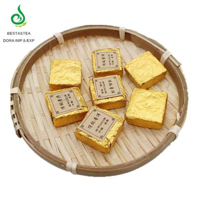 China Chinese Puerh Tuocha compressed tea small Yunnan shu gold square 3 puer tea cake puer pure brick tea for sale