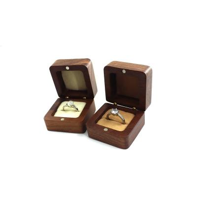 China Box for Ring Square Shaped Wood Single Ring Box for sale