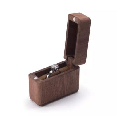 China Box For Wood Premium Creative Ring Lighter Shaped Walnut Mini Ring Box for sale