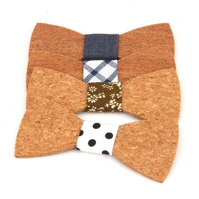 China Unique Cork Wooden Bow Ties For Men Personal Handmade Wedding Party Decoration Props for sale