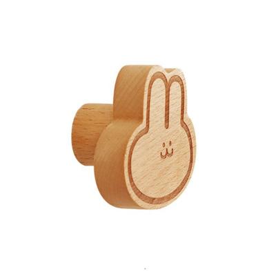 China Behind The Doors/On Walls Wooden Cartoon Hook Rabbit Shaped Hook Without Beech Wall Hanging Coat Hole for sale