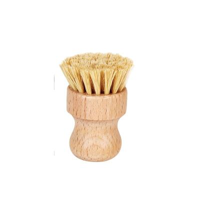 China Kitchen Wooden Handle Tools Pot Dish Sisal Stocked Cleaning Brush for sale