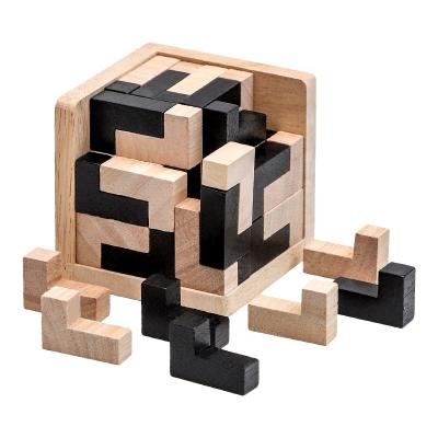 China Educational Wooden Toy 3D Brain Teaser Cube Puzzle Educational Toy For Kids And Adults for sale