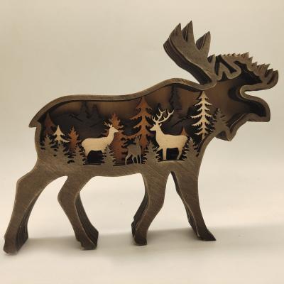 China 3D Ornament Carving Ornaments Moose Ornaments Animals Home Decoration for sale