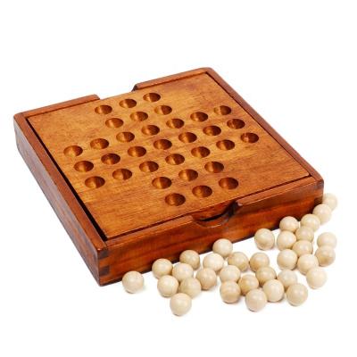 China Jumping Up Marble Peg Solitaire Board Game with 33 Marbles Wooden Game for sale