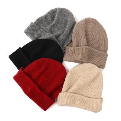 China COMMON real winter pure cashmere knitted ny beanie caps custom women winter hats cheap hats for sale