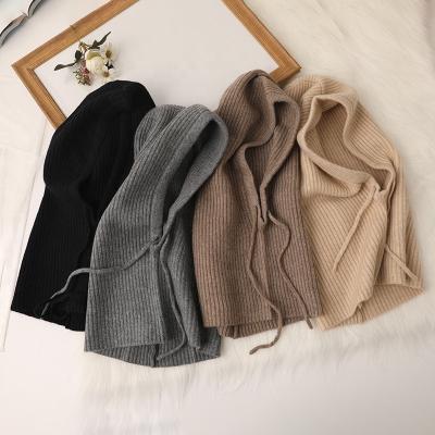 China 100% Embroidery JOINT logo logo hoodie winter balaclava cashmere custom fashion luxury rib knitted drawstring warm beanie for women for sale