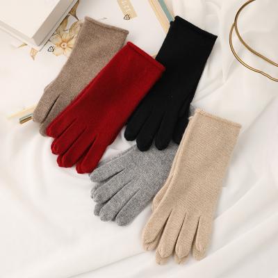 China Factory direct sales new classic simply 2021 knitted cashmere cuff elastic winter warm gloves for sale