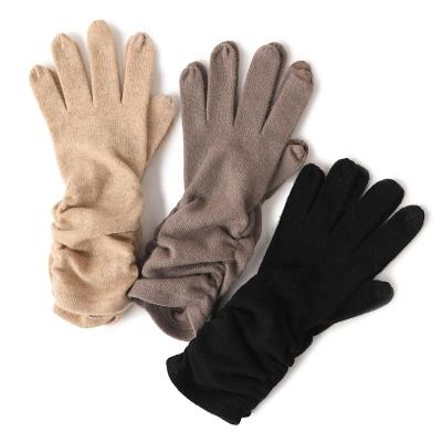 China Plain Touch Screen Full Finger Winter Ladies Cashmere Gloves Custom Knit Fashion Women's Pure Goat 100% Cashmere Wool Warm Long Gloves for sale