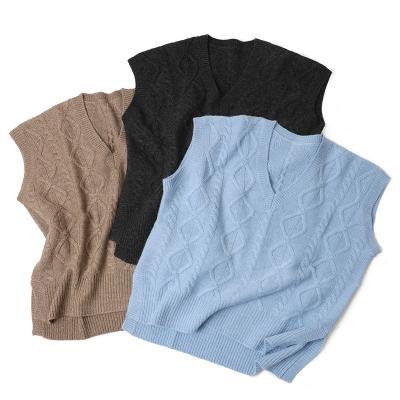 China Anti-pilling Fashion Cashmere V-Neck Sweater Women's Bodysuit Custom Knitting Comfortable Sleeveless Sweater for sale