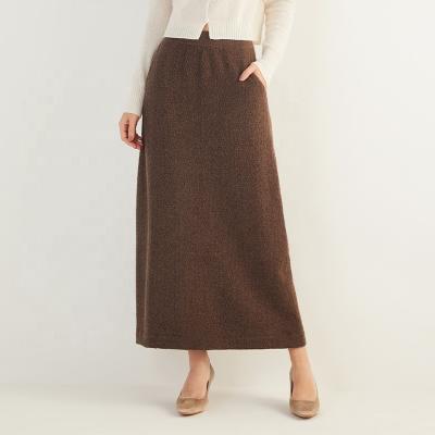 China Anti-Static 100% Cashmere Women Skirts 2022 New Style Plain Knitted Long Style Ladies Winter Skirts Dress for sale