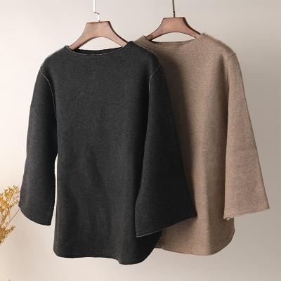 China Cashmere sweater manufacturer fashion 100% pure wholesale Inner Mongolian coat anti-pilling simple color knit top women sweater for sale