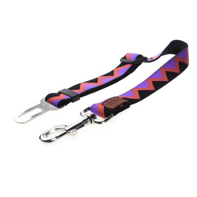 China 2.5cm Nylon Adjustable Car Dog Harness Seat Belt Elastic Woven  Contrast for sale