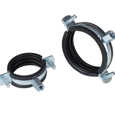 China Metal Kingfix Pipe Clamp Manufacturers Galvanized EPDM Pipe Clamps With Rubber for sale