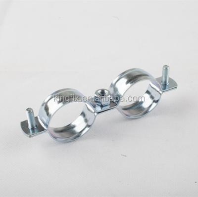 China Pipe Clamp Galvanized Rubber Heavy Duty Twin Pipe Clamp Without Rubber for sale