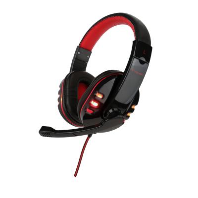 China Shinny Case USB And 3.5 Mm Housing Audio Left Red LED Lighting Computer Gamer Headset For Computer for sale