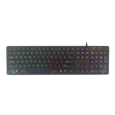 China 1 Color Rainbow Light Gaming Ambidextrous Ultra-thin Keyboard For Computer for sale