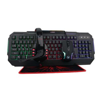 China Ambidextrous USB Wired RGB Backlit Gaming Mouse and Keyboard Combo Razer with Feeling Headset Mouse Pad for Non Wireless Gamer Gaming Use for sale