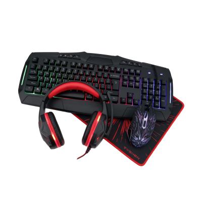 China Ambidextrous Gaming Mouse Pad Combo Kit RGB Gaming Keyboard Mouse Combo and Earphone OEM Wired Gaming Set USB Headset Gamer Combo for sale