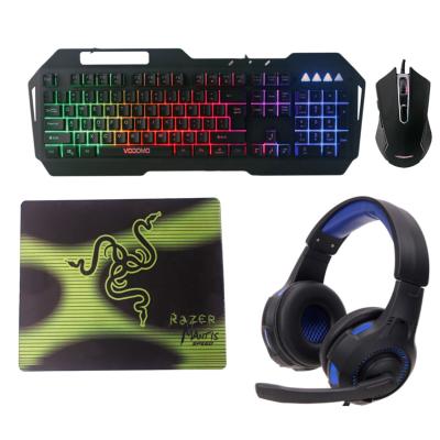 China Ambidextrous PC Gaming Combo, Mouse, Keyboard, Earphone with LED Lighting, and 1 Large Mouse Pad Size for sale