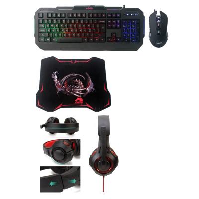 China Ambidextrous gaming combo for the desktop PC, mouse, keyboard, headset, mouse pad included for sale