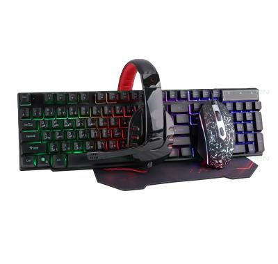 China Ambidextrous 4 combo in 1 gaming, mouse, keyboard, mouse pad, earphone computer asscessories set for sale