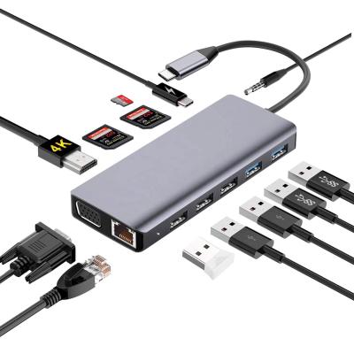 China 13 in 1 USB C Hub , Multi Function Hub 130*57.5*15mm for sale