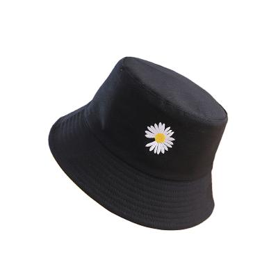 China Sun protection embroidered daisies fisherman hat spring hat men and women summer cloth all-match double-sided wearing small-brimmed pot hat for sale