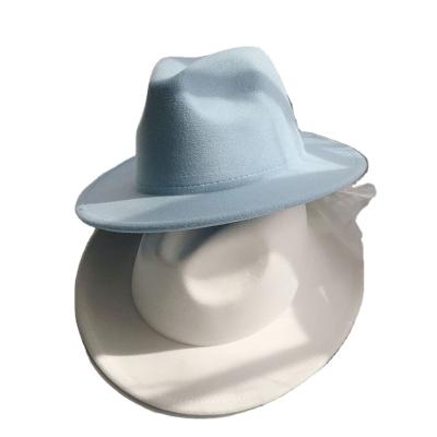 China New fashion autumn and winter top hat men's and women's couples hats large brim all-match jazz wool straight hat for sale