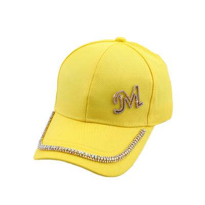 China New Yoga Baseball Hat Black Girl Hip Hop Fashion Sun Visor Summer Women's Adjustable Rhinestone Letter M Baseball Hat for sale