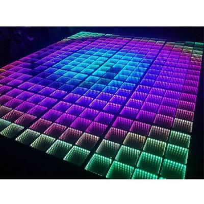 China Portable Club Dance Floor 3D LED Mirror Infinite Dance Floor for sale