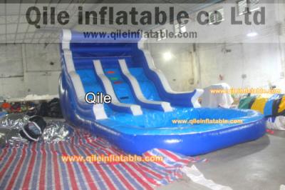 China la diapositiva mojada y seca inflable azul con la piscina, piscina puede quitado, diapositiva de la onda del doble en venta