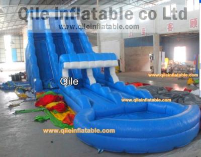 China long wave slide inflatable wet & dry slide with pool,pool can removed ,double wave slide for sale