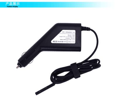 China LAPTOP Laptop DC Adapter For Microsoft Pro 3/4/book 15V 5A Laptop Car Charger Power Outdoor 75W Adapter With USB 5V for sale