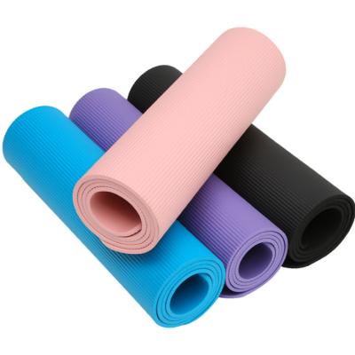 China Custom Yoga Mat Thick Logo NBR Yoga Mat Anti Slip Home Fitness Amazon Yoga Workouts 10mm Thick For Exercising for sale