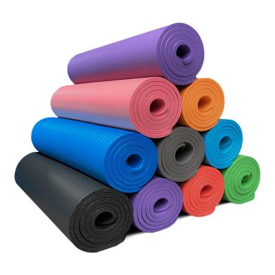 China Yoga Exercises Custom Yoga Mat With Carry Strap Logo NBR Mat Non Slip Gym 10mm 15mm NBR Yoga Mat for sale