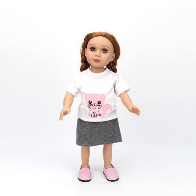 China Factory Wholesale Doll Accessories 18 Inch Doll Outfit White T-shirt and Woolen Skirt for American Girl Doll for sale