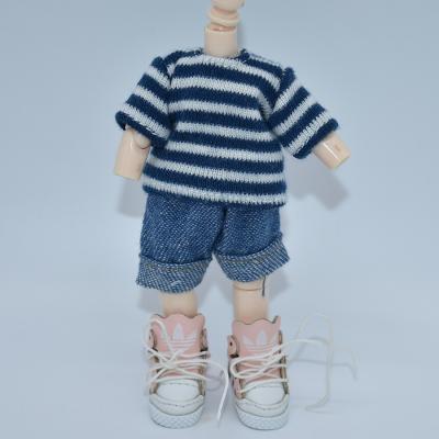 China Fashion design doll clothes 12 inch stripe knitted T-shirt and denim shorts clothes for 30cm Blythe FROZEN doll for sale