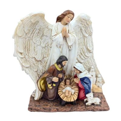 China Resin Angel Jesus Birth Portrait Decoration Statue Painting Born Crafts Europe and American Religious Easter Jesus Baby Home Gifts Hand Crafts for sale