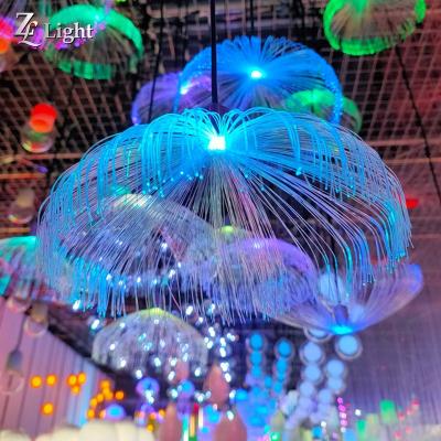 China Any Size Can Be Customized Waterproof Cheap Fiber Optic Jellyfish Flower Lamp Festival Decoration Hanging Light Fiber Optic Jellyfish for sale