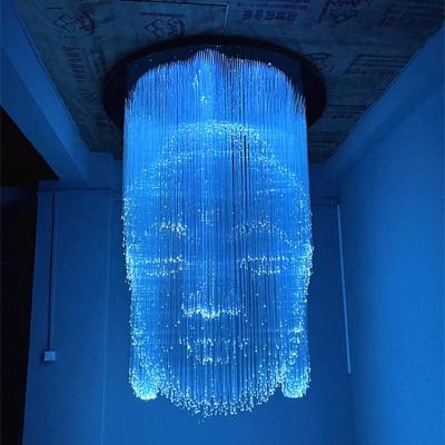 China Can Customize Any Size And Style Restaurant Hotel Lobby Temple Customize Large Buddha Head Statue LED-Fiber-Optic-Chandelier for sale