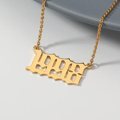 China TRENDY 18K Gold Number Choker Necklace 1989-2019 Chains Birth Year Stainless Steel Number Necklaces For Women for sale