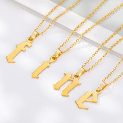 China 18k Gold Plating Lowercase A-Z Necklaces Factory Direct Sale Women's Stylish Stainless Steel 26 Alphabet Initial Necklace Environmental Friendly for sale