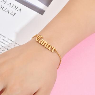 China New Fashion Custom Made High Quality 18k Gold Lead Free Nickel Plated Stainless Steel Zodiac Charm Bracelet Women for sale