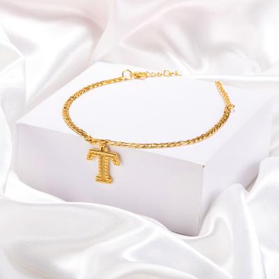 China New FASHIONABLE Custom Initial Letter Ankle Chain Stainless Steel Anklet Gold Plated Anklet for sale