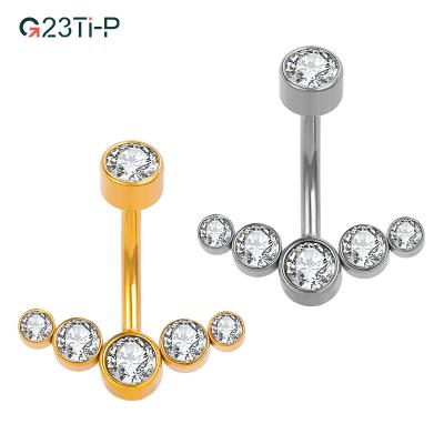 China Implant 14G FASHION Grade ASTM F136 Titanium Internal Wire Navel Ring CZ Gem For Navel Ombligo Piercing Jewelry for sale