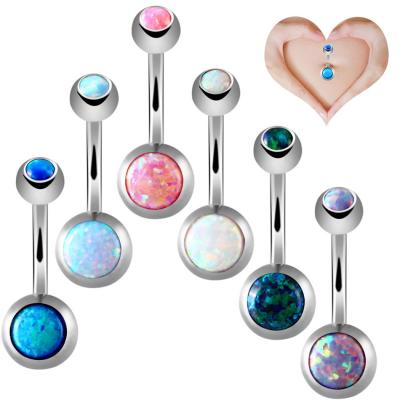 China Fashionable G23 Titanium Opal Belly Button Rings Body Jewelry 14G Piercing Navel Piercing Ring Jewelry For Women Wholesale for sale