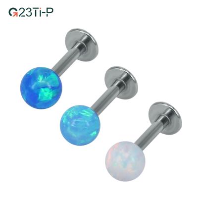 China HOT SALE FASHIONABLE G23 Titanium Customize Cute Color Opal Stone Flat Base Earrings Ear Cartilage Bone Studs for sale