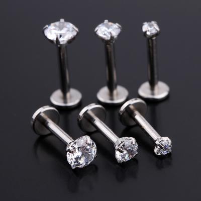 China New Design G23 Fashion Zircon CLASSIC Titanium Surface Labret Tongue Piercing Jewelry for sale