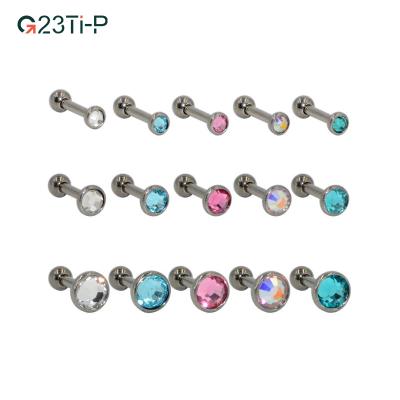 China TRENDY Titanium Ear Jewelry CZ Gem Internal Wire Helix Piercing Tiny Piercing Cartilage Earrings for sale